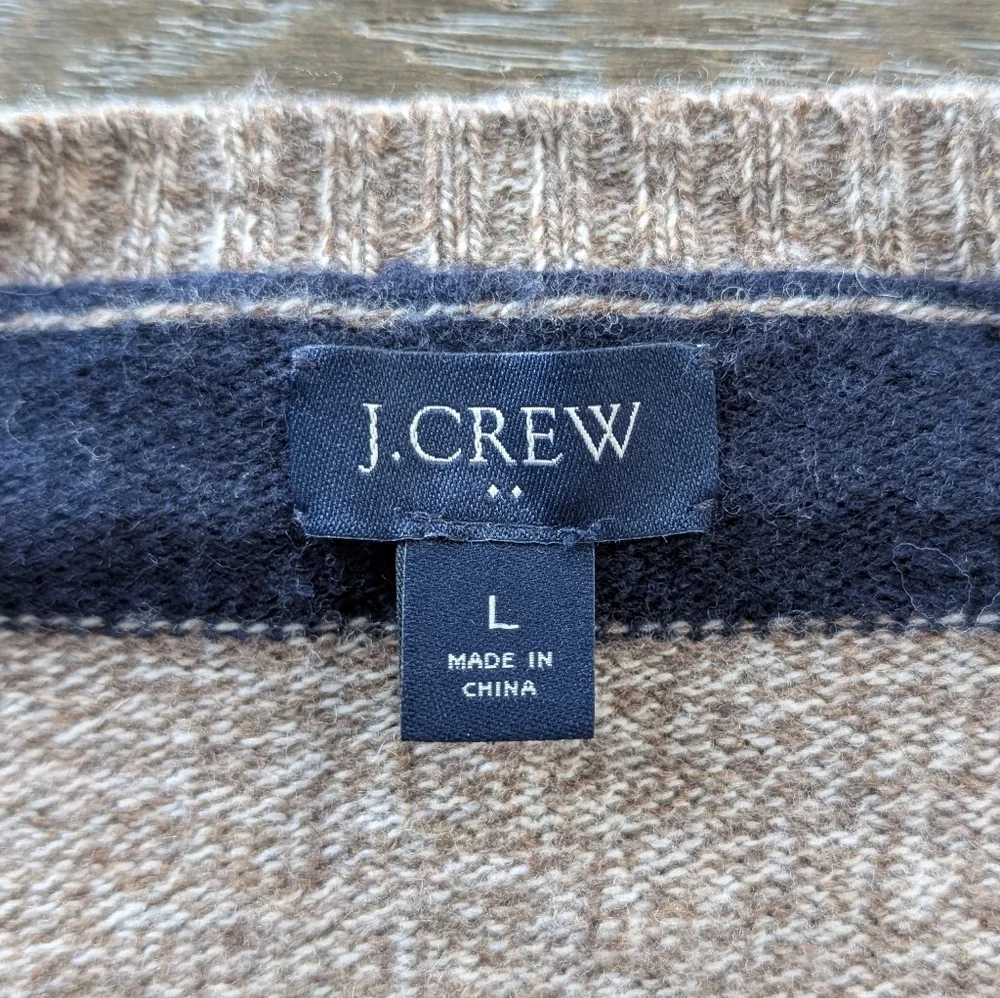 J.Crew Factory Striped Lambswool-blend Sweater Size Large